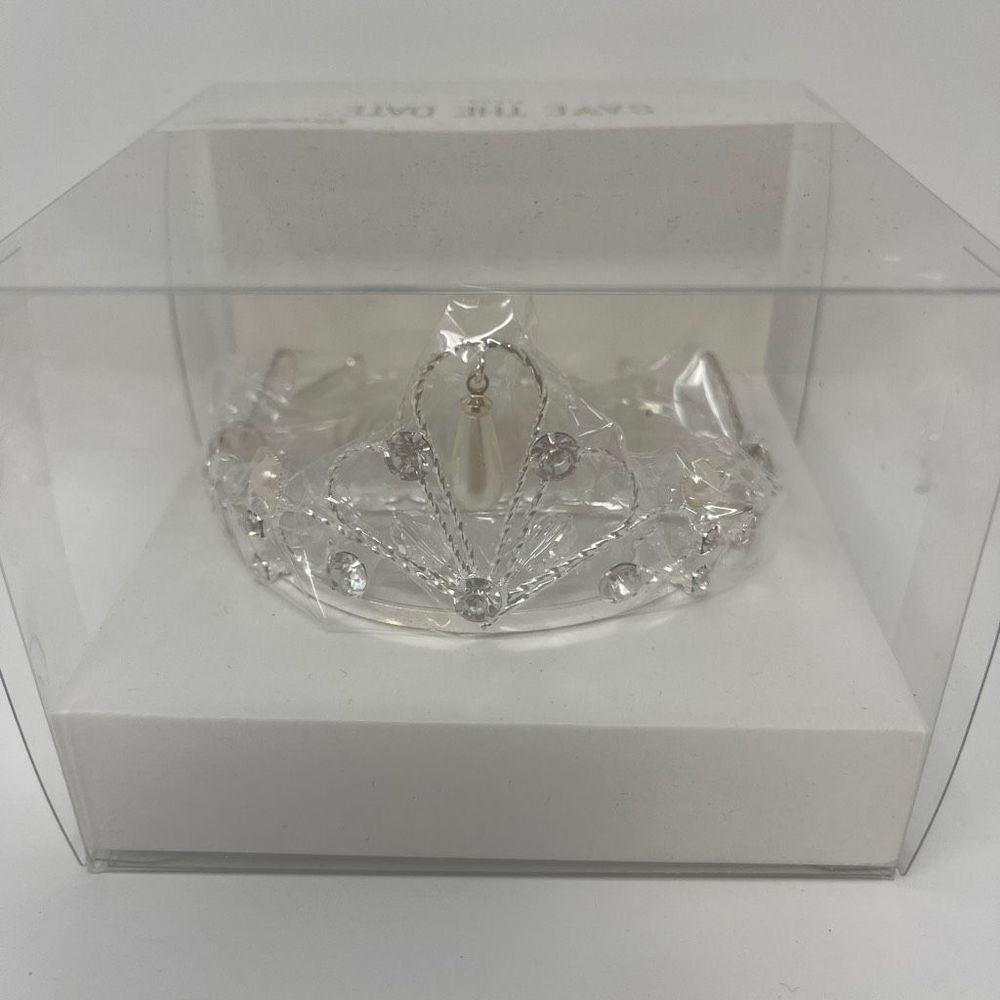 Bun Tiara Pearl Accent with Rhinestones